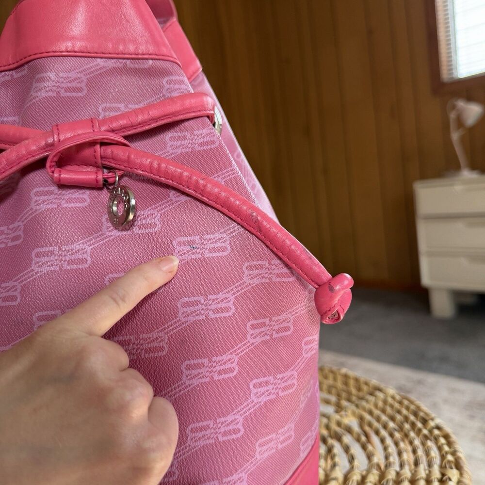 BALENCIAGA 90’s Vintage Bucket Bag Pink Leather Handbag Shoulder Bag Backpack - Picture 16 of 16